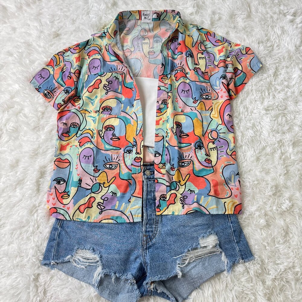 👑Princess Polly👑 Like New Time Warp Shirt Multicolor Size 2